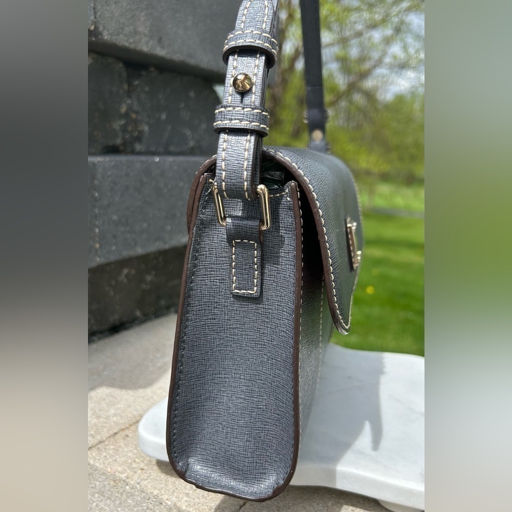 Dooney & Bourke Casey Saffiano Leather Denim Shoulder Purse Like New - Picture 9 of 13